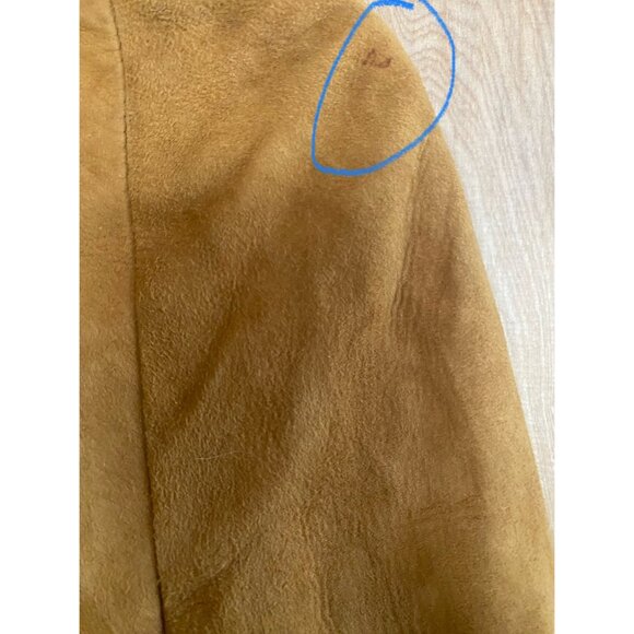 Vintage 70s Suede & Leather Tan Cape Coat Sz Small Retro Boho Mod w/FLAWS - Picture 12 of 16
